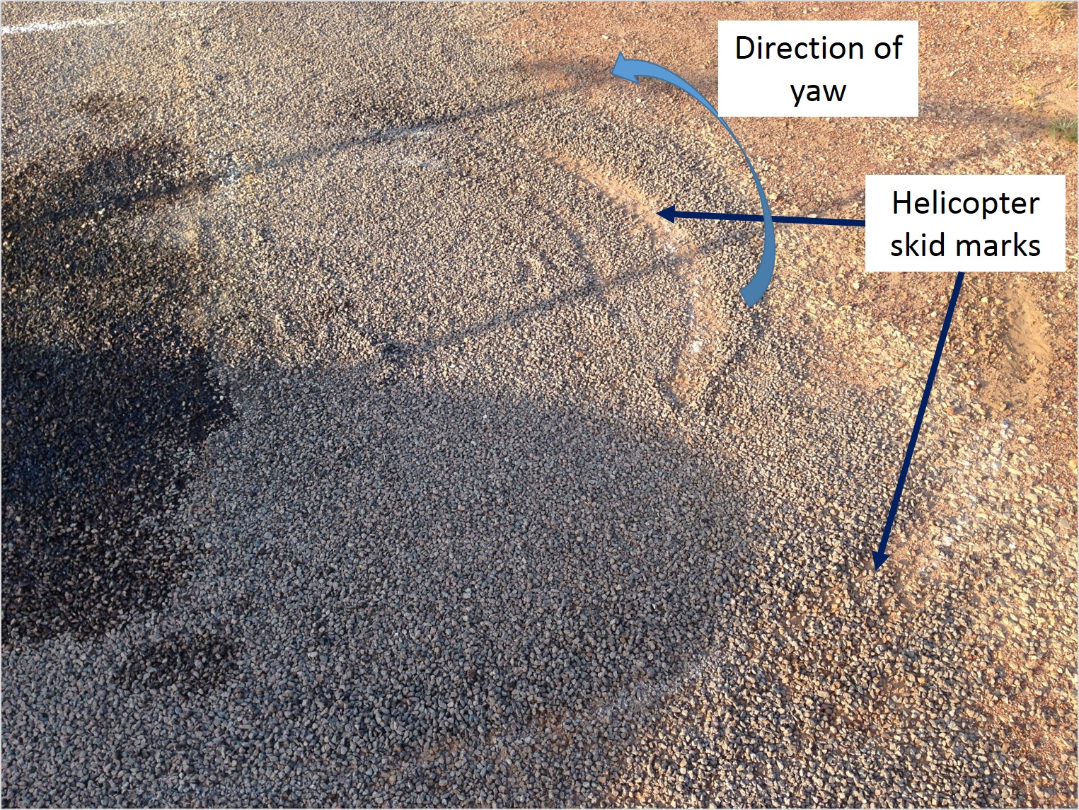 Figure 1: Skid marks made by VH-ZWA yawing to the left